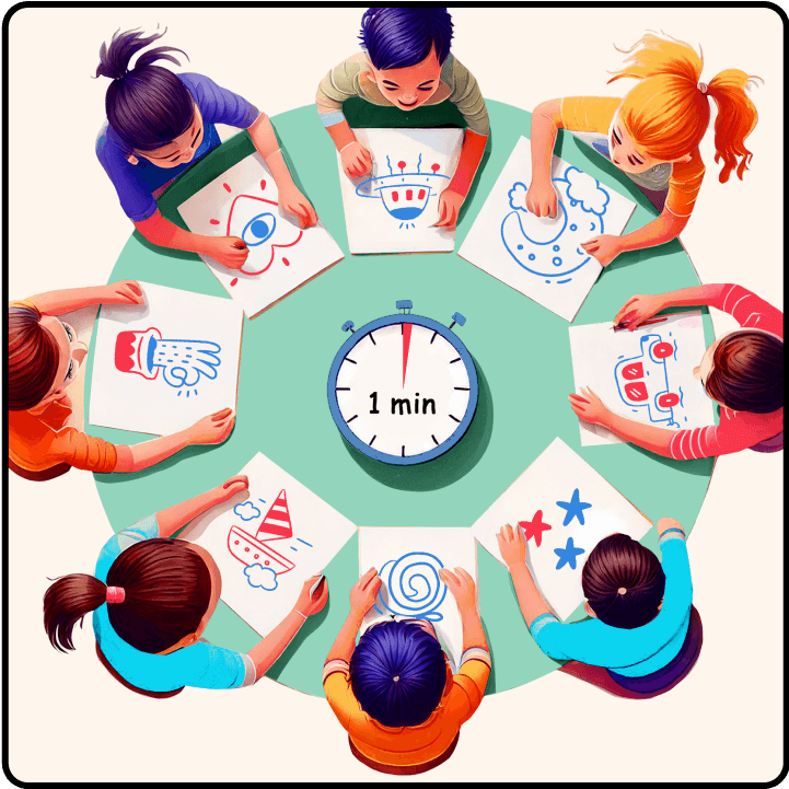 children sit at a round table